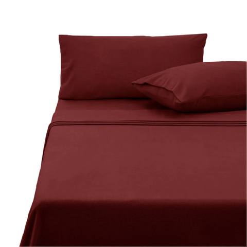 Polar Fleece Sheet Set King 36Cm Wall With Pillowcases Burgundy Sheets