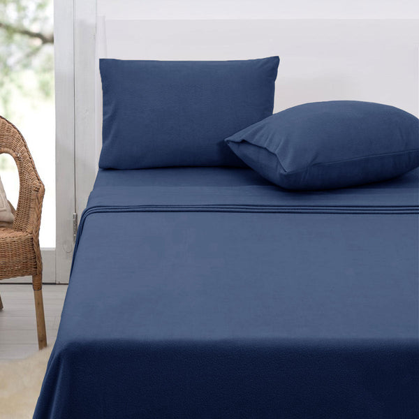 Polar Fleece Sheet Set Double 30Cm Wall Midnight Blue Sheets