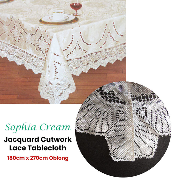 Chapel Gate Sophia Cream Cutwork Lace Tablecloth 180 X 270 Cm Table Cloths