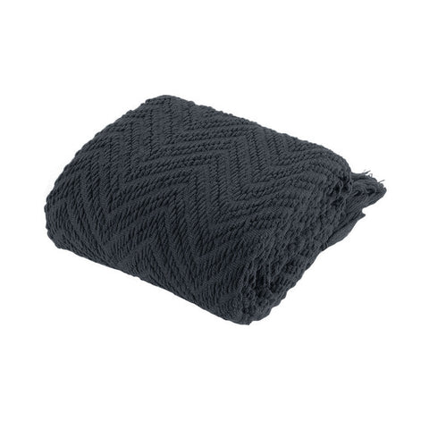 Ezra Charcoal Knitted Throw Rug Rugs