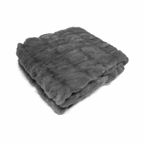 Harper Soft Ruched Pattern Faux Fur Throw Rug 127 X 152 Cm Brown Throws & Afghans