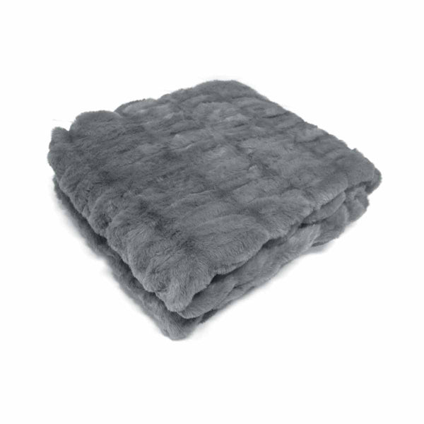 Harper Soft Ruched Pattern Faux Fur Throw Rug 127 X 152 Cm Brown Throws & Afghans