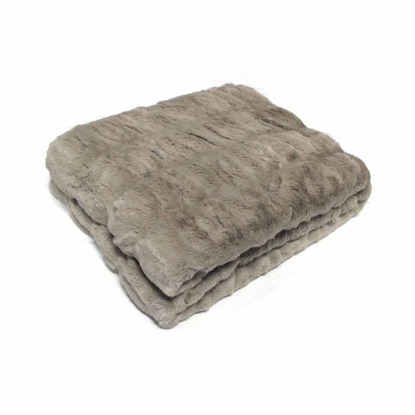 Harper Soft Ruched Pattern Faux Fur Throw Rug 127 X 152 Cm Brown Throws & Afghans