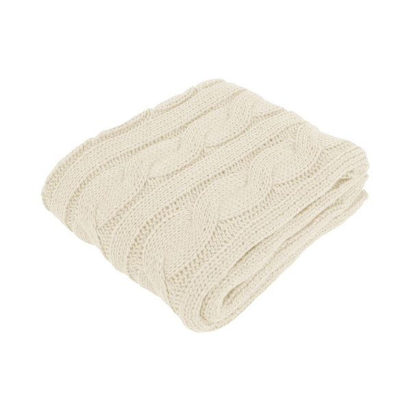 Hudson Cream Knitted Throw Rug Throws & Afghans