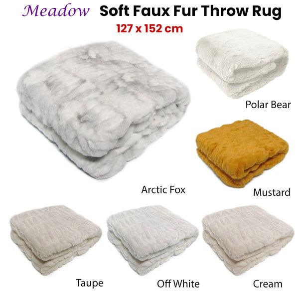 Meadow Soft Faux Fur Throw Rug 127 X 152 Cm Arctic Fox Throws & Afghans