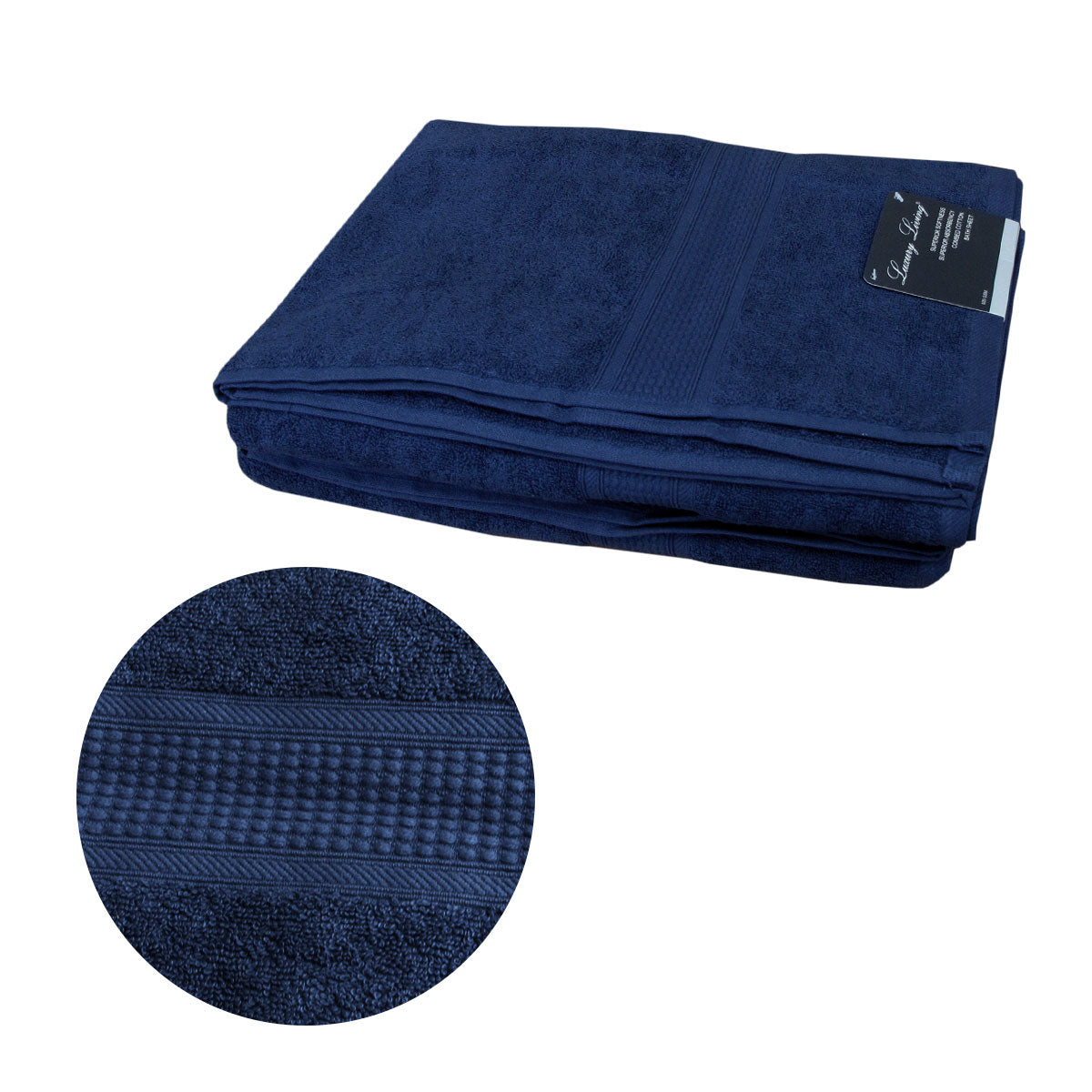 500Gsm Set Of 2 100% Cotton Bath Sheet Navy 80 X 160 Cm Towels & Washcloths