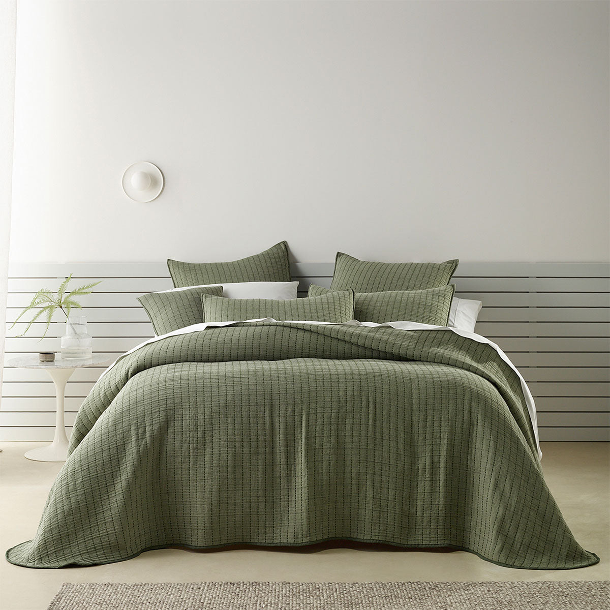 Bianca Bari Green Polyester Cotton King Bedspread Set King Doonas
