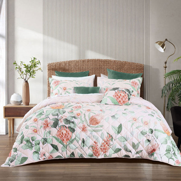 Bianca Sidney Blush Printed Floral Bedspread Set Queen Queen Doonas