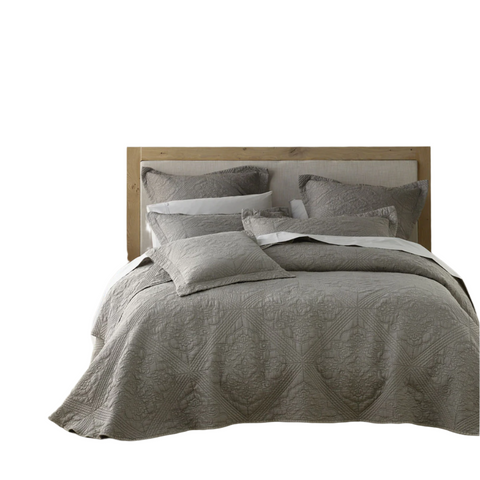 Bianca Zaria Taupe Embroidered Bedspread Set Queen Queen Doonas