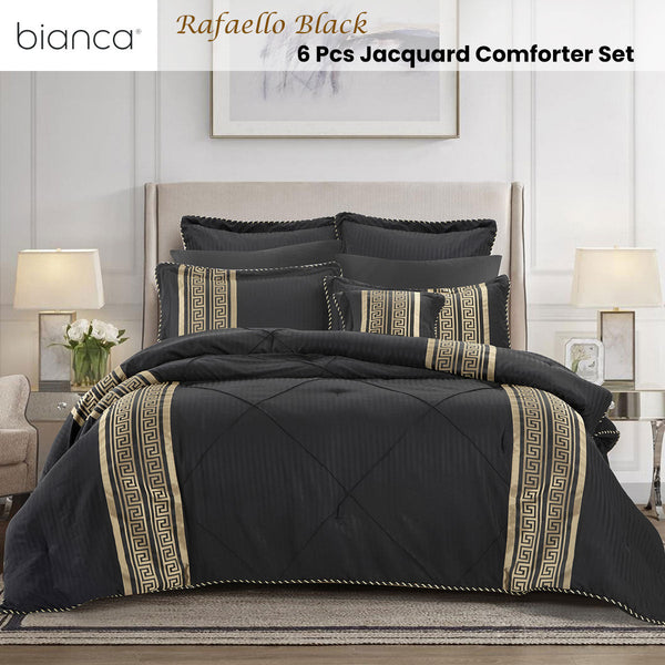 Bianca Raffaello Black 6 Pcs Jacquard Comforter Set Queen/King King Comforter Sets