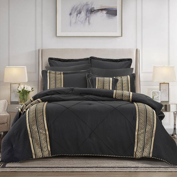 Bianca Raffaello Black 6 Pcs Jacquard Comforter Set Super King Super King Comforters