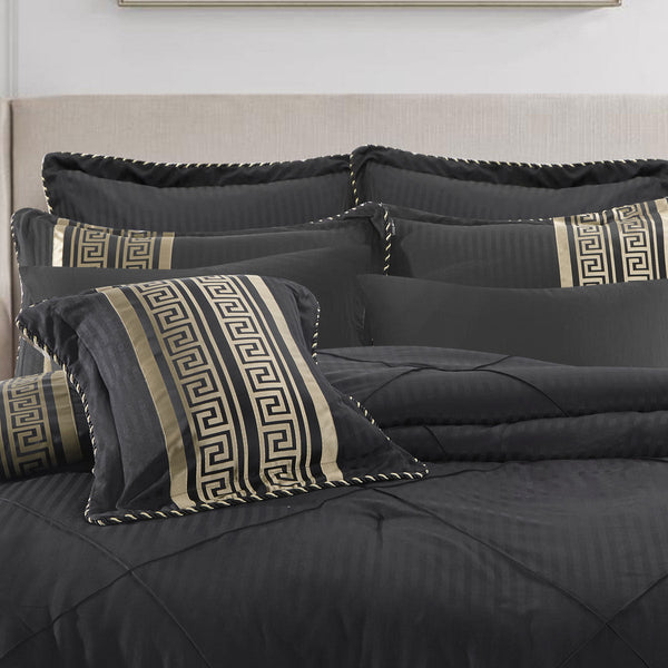 Bianca Raffaello Black 6 Pcs Jacquard Comforter Set Super King Super King Comforters