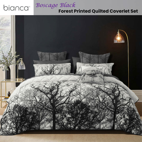 Bianca Boscage Black Forest Printed Quilted Polyester Coverlet Set Double Bed Quilts