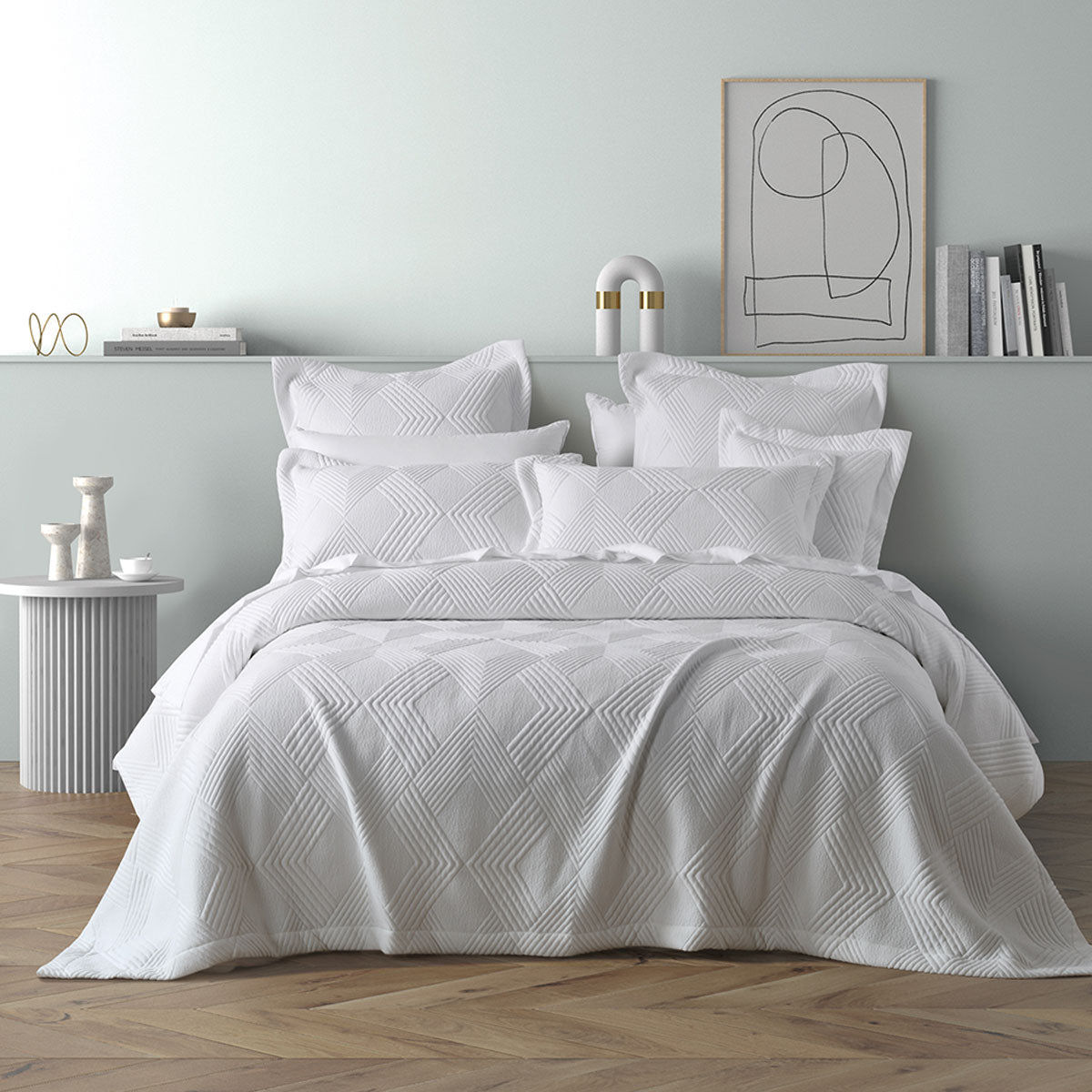 Bianca Cassiano White Polyester Jacquard Coverlet Set Other Bedding