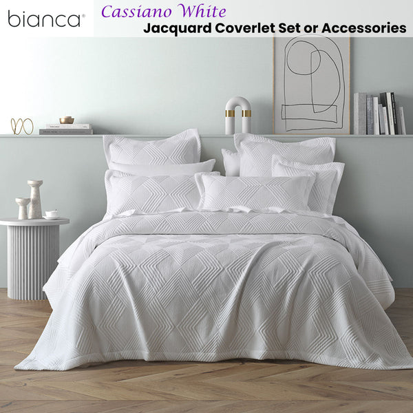 Bianca Cassiano White Polyester Jacquard Coverlet Set Other Bedding