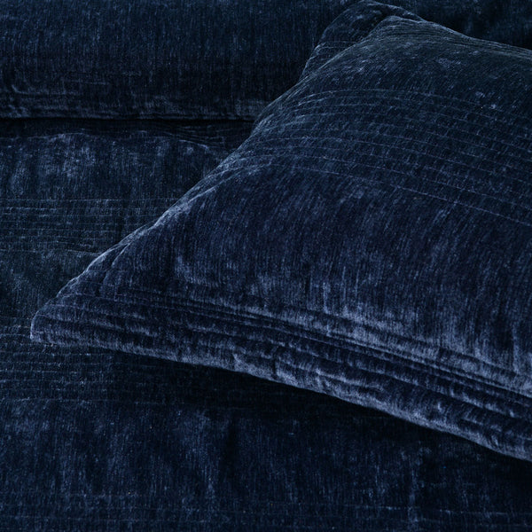 Bianca Cyrano Indigo Soft Velvet Polyester Quilted Coverlet Set Super King Quilt Covers