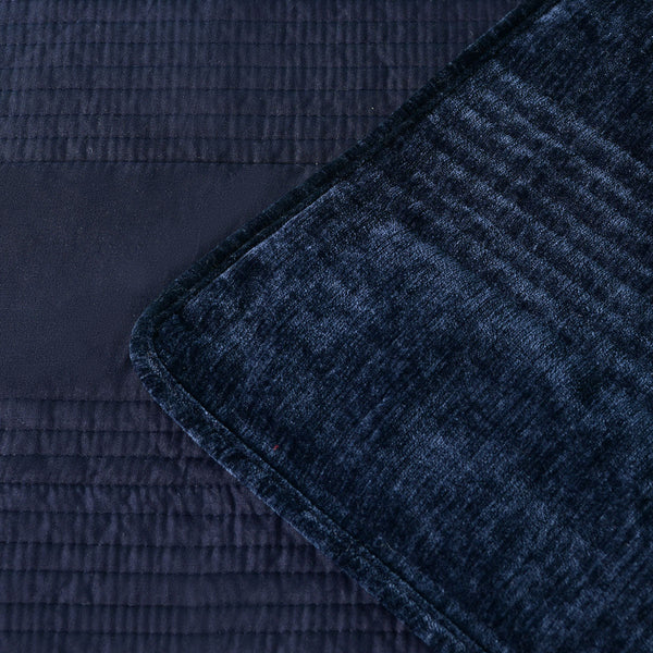 Bianca Cyrano Indigo Soft Velvet Polyester Quilted Coverlet Set Super King Quilt Covers