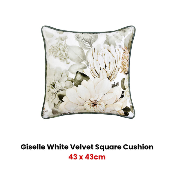 Bianca Giselle Square White Velvet Cushion Cushions & Decorative Pillows