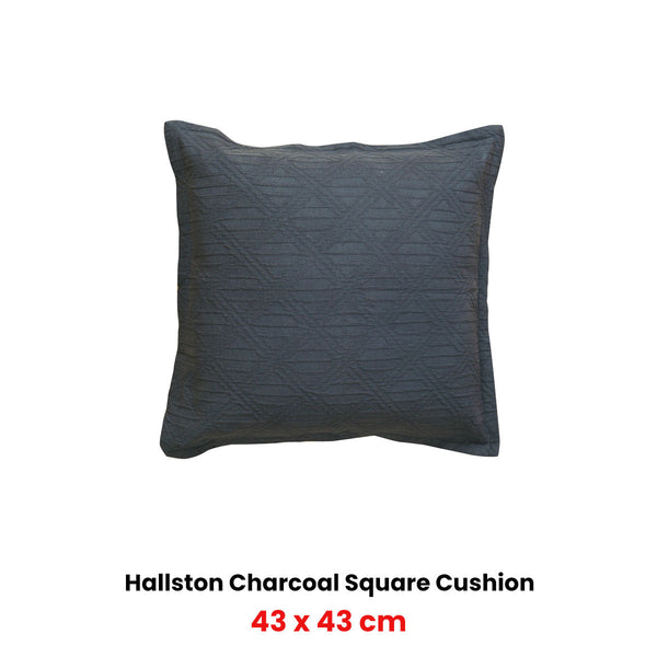 Bianca Hallston Charcoal Square Filled Cushion 43 X 43Cm Cushions & Decorative Pillows