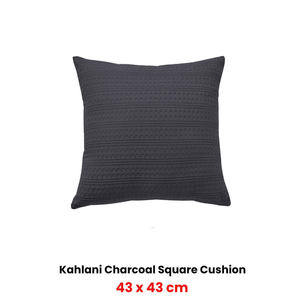 Bianca Kahlani Charcoal Waffle Square Filled Cushion 43 X 43Cm Cushions & Decorative Pillows