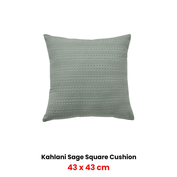 Bianca Kahlani Sage Waffle Square Filled Cushion 43 X 43Cm Cushions & Decorative Pillows