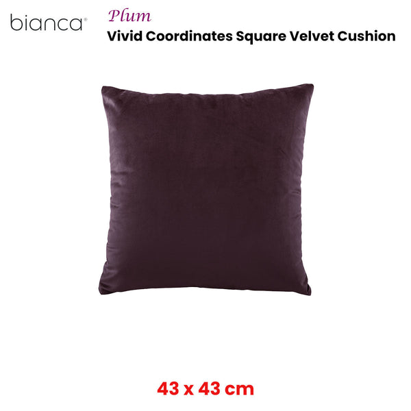 Bianca Vivid Coordinates Square Velvet Cushion Plum 43 X 43Cm Cushions & Decorative Pillows