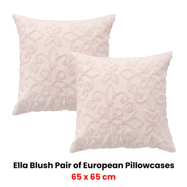 Bianca Pair Of Ella Blush Pillowcases 65 X 65Cm Pillow Cases