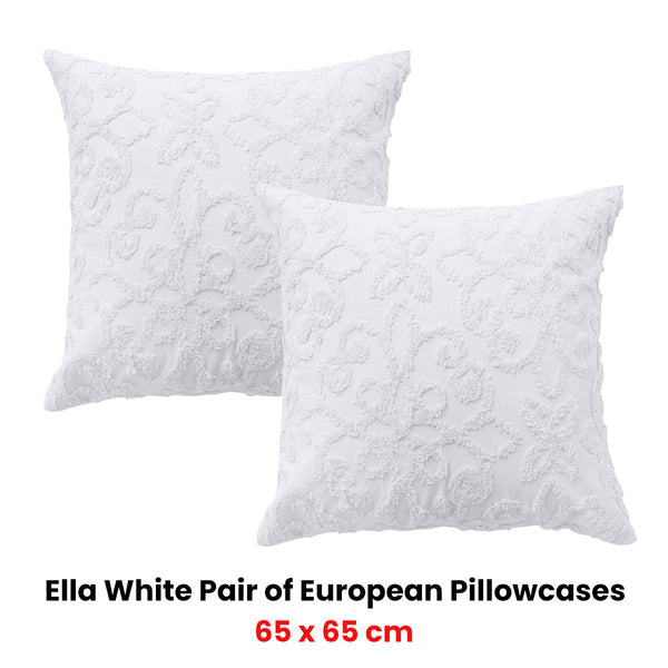 Bianca Pair Of Ella White European Pillowcases 65 X 65Cm Pillow Cases