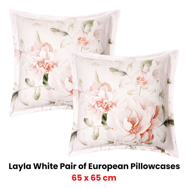 Bianca Pair Of Layla White Pillowcases 65 X 65Cm Pillow Cases