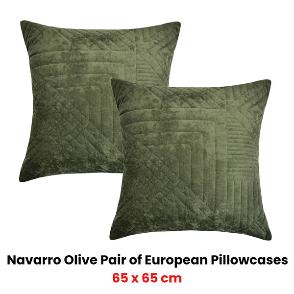 Bianca Pair Of Navarro Olive Pillowcases 65 X 65Cm Pillow Cases