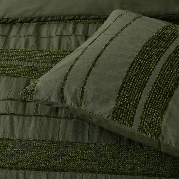 Bianca Avery Forest Chenille Striped Quilt Cover Set King Quilt Covers