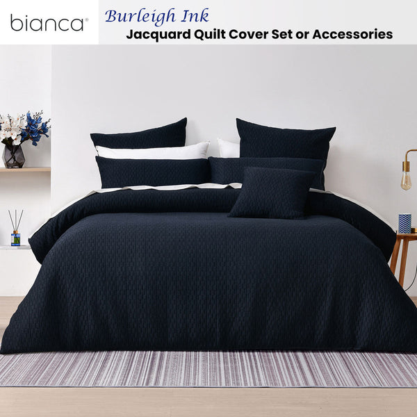 Bianca Burleigh Ink Jacquard Quilt Cover Set King Quilt Covers