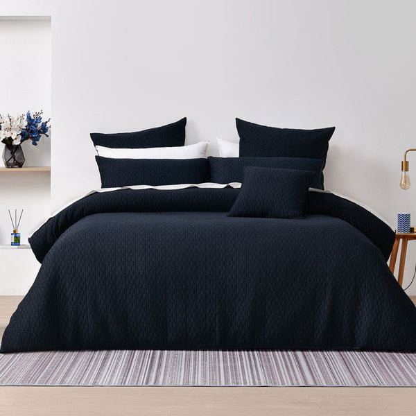 Bianca Burleigh Ink Jacquard Quilt Cover Set Queen Quilt Covers