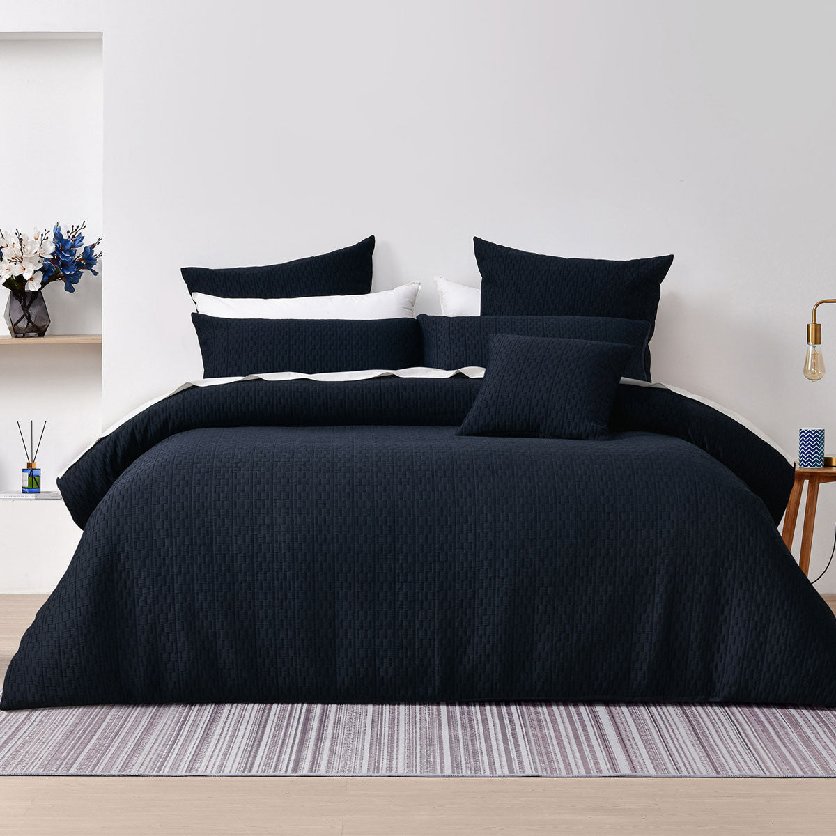 Bianca Burleigh Ink Jacquard Quilt Cover Set Super King Quilt Covers