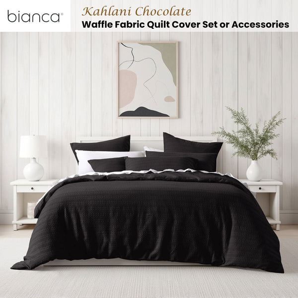 Bianca Kahlani Chocolate Waffle Quilt Cover Set Double Quilt Covers