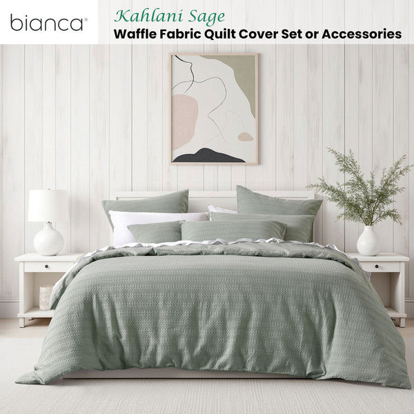 Bianca Kahlani Sage Waffle Quilt Cover Set King Quilt Covers