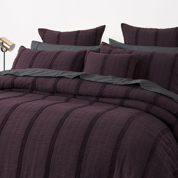 Bianca Malua Grape Striped Quilt Cover Set King Doonas