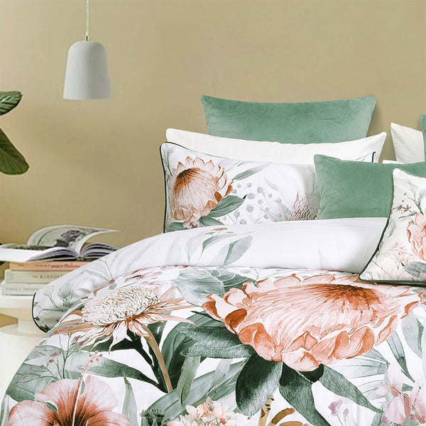 Bianca Sariya White Cotton Sateen Quilt Cover Set Queen Size Quilt Covers