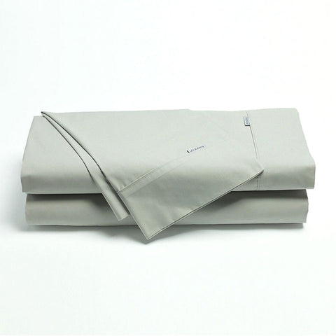 Bianca Heston Cotton Percale Sheet Set Silver Double Sheets