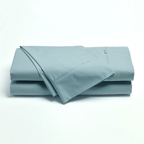 Bianca Heston Cotton Percale Sheet Set Steel Blue Long Single Sheets