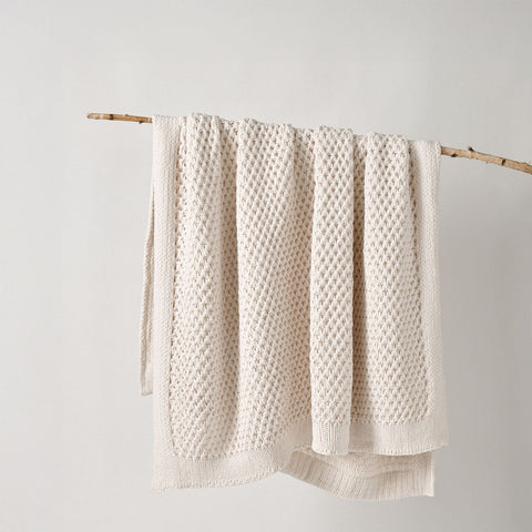 Bianca Sofala Cream Polyester Chenille Throw Rug 130 X 170 Cm Throws & Afghans