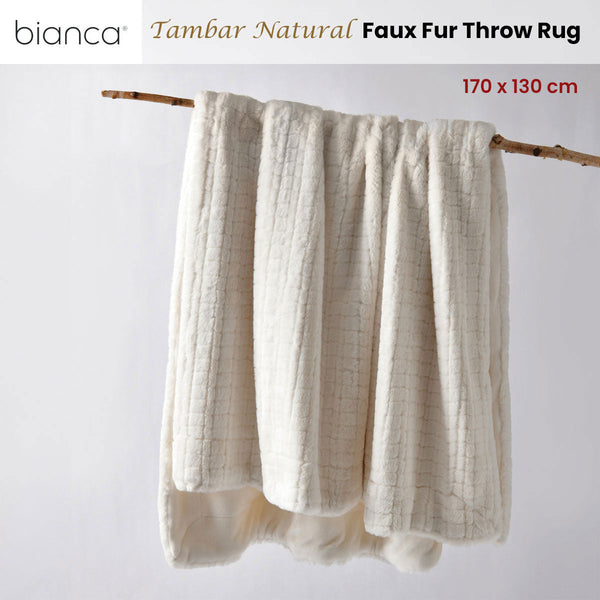 Bianca Tambar Natural Faux Fur Throw Rug 130 X 170 Cm Throws & Afghans