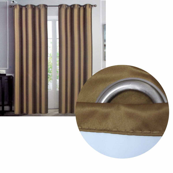 Emporio Hudson Pair Of Coated Back Blockout Eyelet Curtains 137 X 213Cm Each Camel Curtains & Drapes
