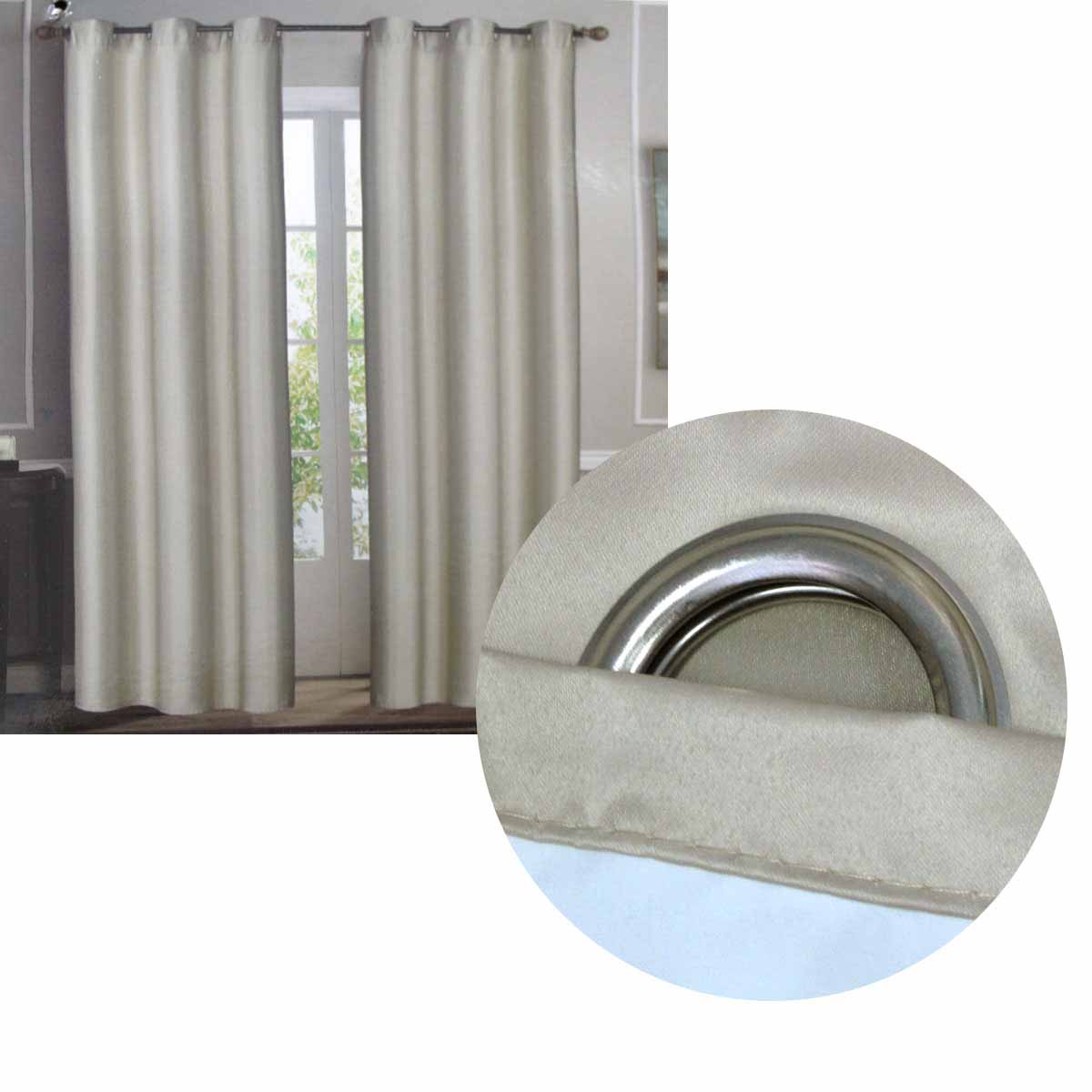 Emporio Hudson Pair Of Coated Back Blockout Eyelet Curtains 137 X 213Cm Each Taupe (Labelled As Ivory) Curtains & Drapes