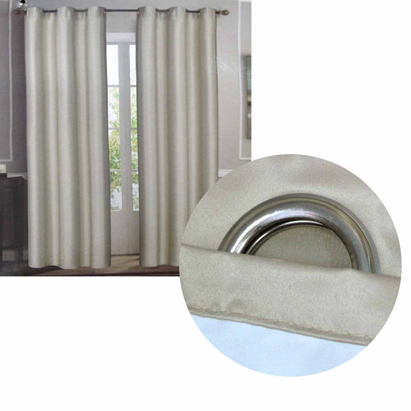 Emporio Hudson Pair Of Coated Back Blockout Eyelet Curtains 137 X 213Cm Each Taupe (Labelled As Ivory) Curtains & Drapes