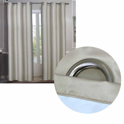 Emporio Hudson Pair Of Coated Back Blockout Eyelet Curtains 137 X 213Cm Each Taupe (Labelled As Ivory) Curtains & Drapes