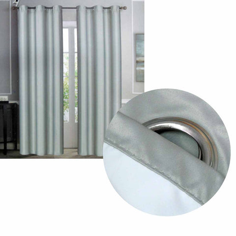 Emporio Hudson Pair Of Coated Back Blockout Eyelet Curtains 137 X 213Cm Each Silver Curtains & Drapes