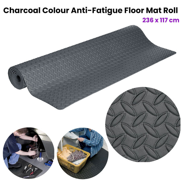 Tool Masters Charcoal Colour Anti Fatigue Grip Mat Roll 236 X 117 Cm Door Mats & Floor Mats
