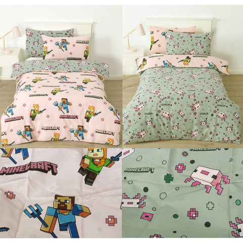 Mojang Minecraft Reversible Cotton Quilt Cover Set For Double Beds Quilt Covers