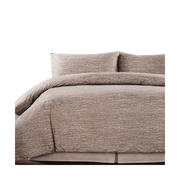 Weaves Coffee Easy Care Quilt Cover Set Double Quilt Covers